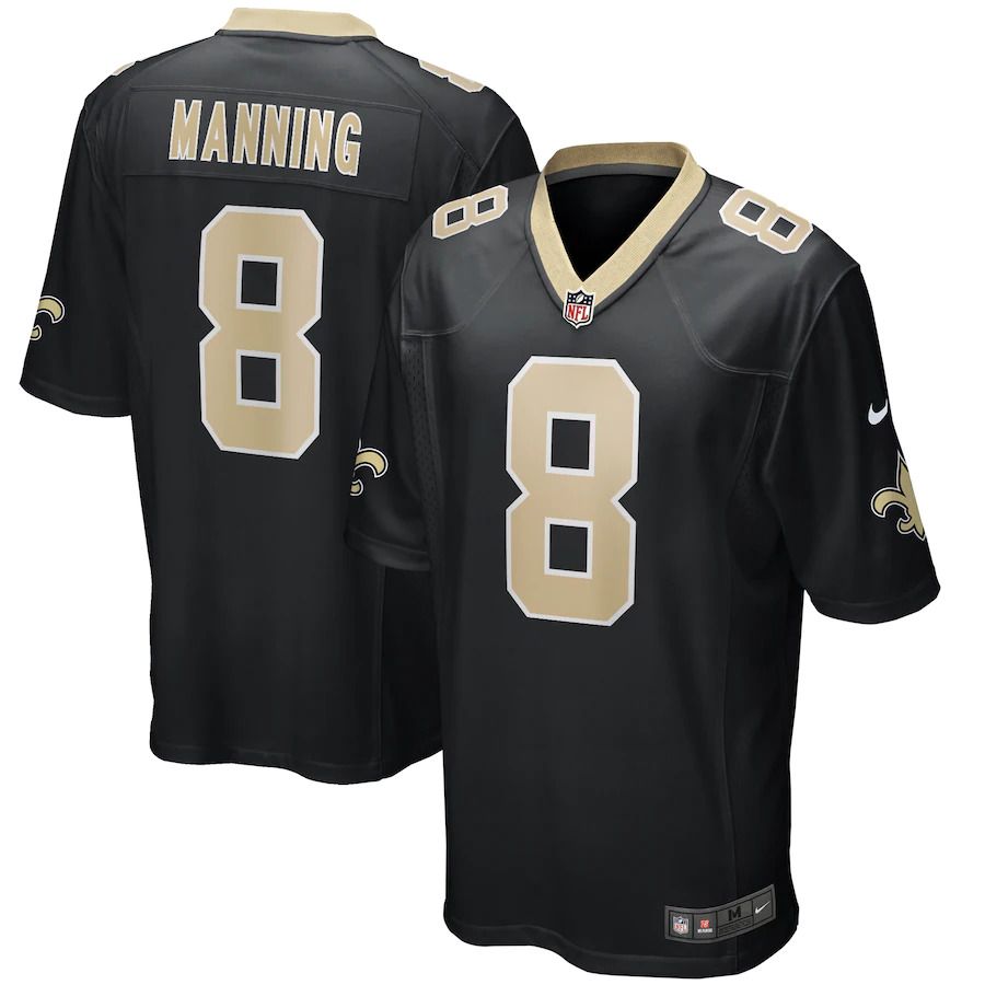 Men New Orleans Saints #8 Archie Manning Nike Black Game Retired Player NFL Jersey